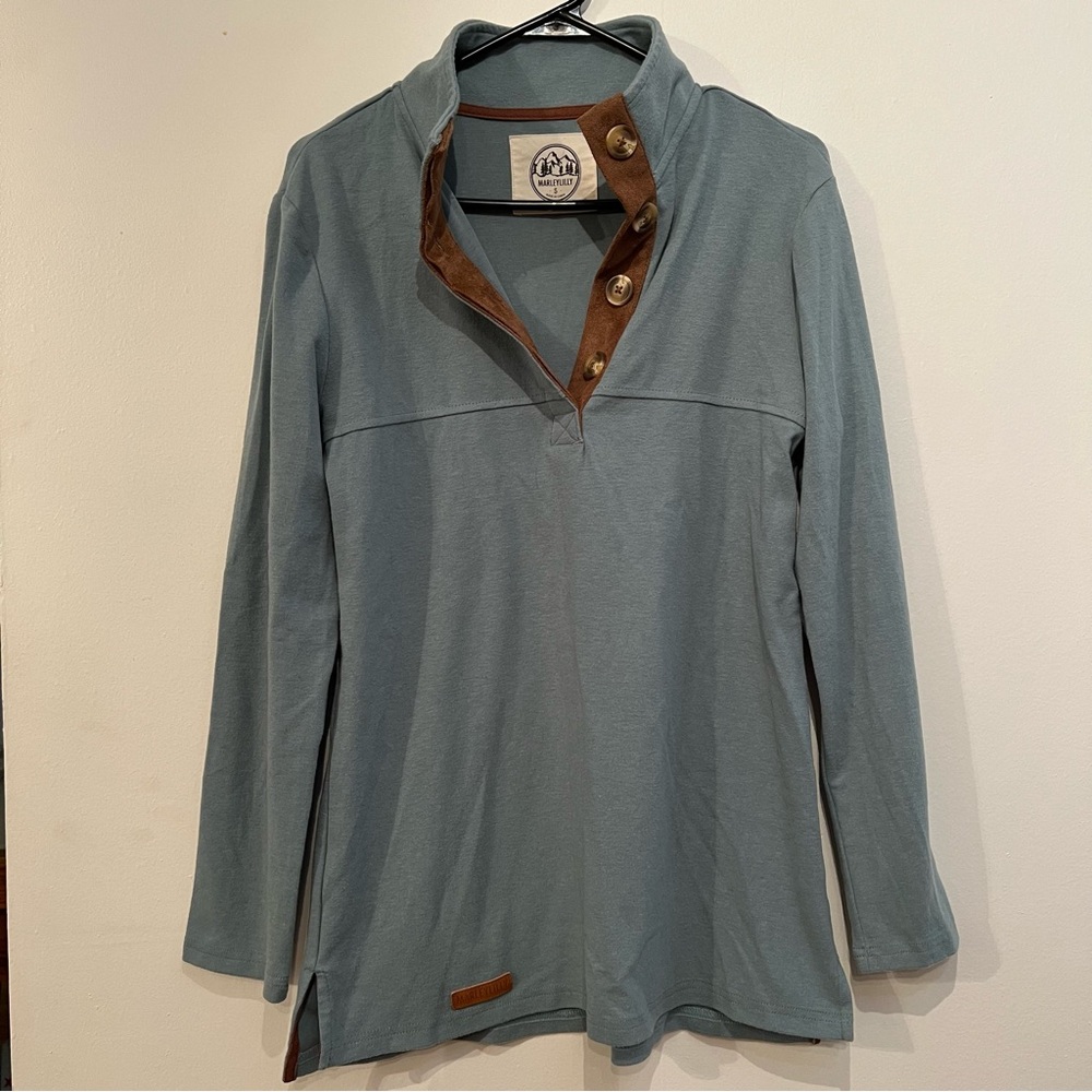 MARLEY LILLY Women’s Pullover Sweatshirt - Sz S, Blue/Brown